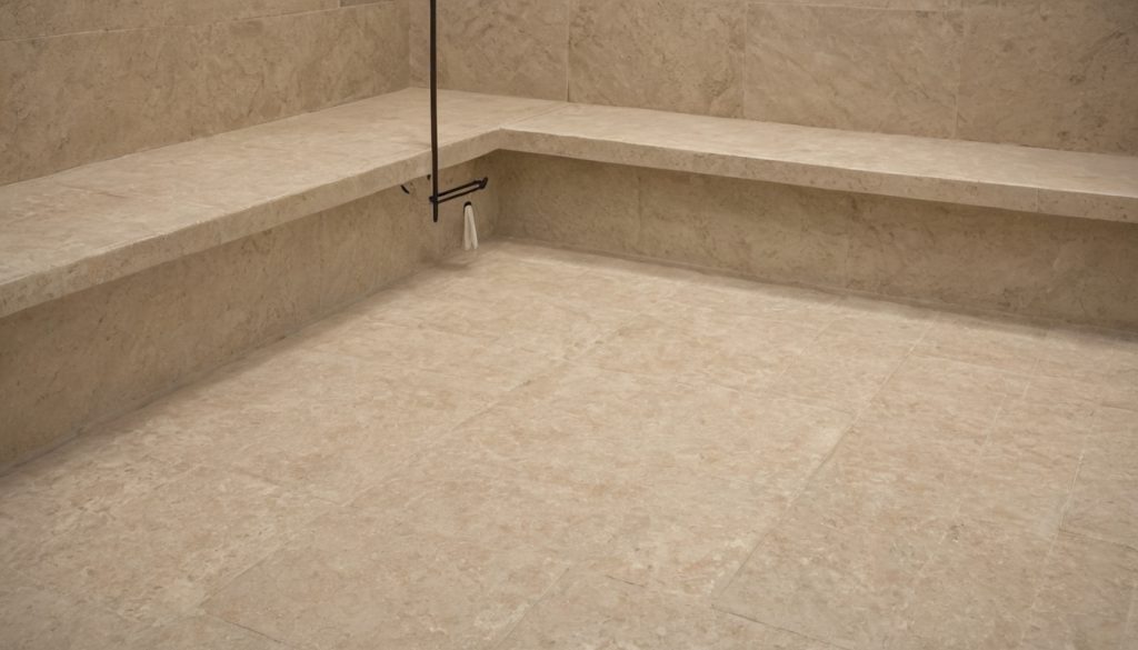 Luxury interior image showing Slip-resistant bathroom flooring requires tested texture, grout strategy, and cleaning realism